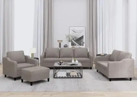 Set de canapea cu perne, 4 piese, gri taupe, material textil - 1/5