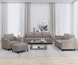 vidaXL Set de canapea cu perne, 4 piese, gri taupe, material textil