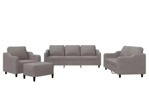 Set de canapea cu perne, 4 piese, gri taupe, material textil - 2/5