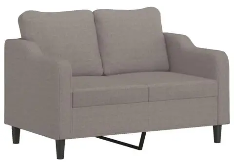 Set de canapea cu perne, 4 piese, gri taupe, material textil - 4/5