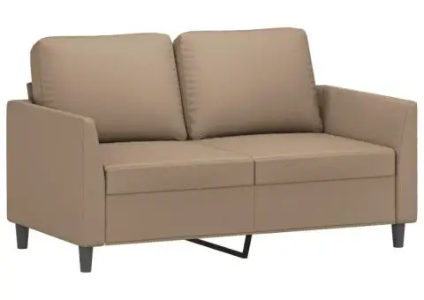 Set de canapele cu perne, 2 piese, cappuccino, piele ecologică - 3/5