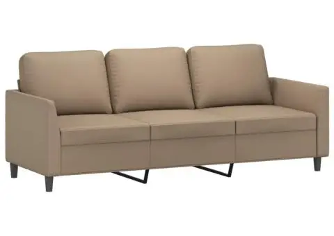 Set de canapele cu perne, 2 piese, cappuccino, piele ecologică - 4/5