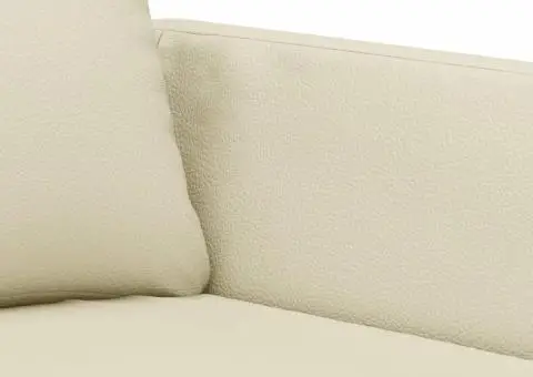 Set de canapele cu perne, 2 piese, crem, piele ecologică - 5/5