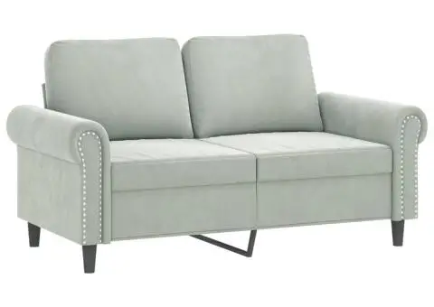 Set de canapele cu perne, 3 piese, gri deschis, catifea - 3/5