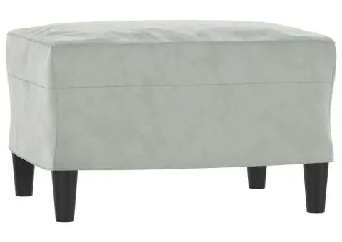 Set de canapele cu perne, 3 piese, gri deschis, catifea - 5/5