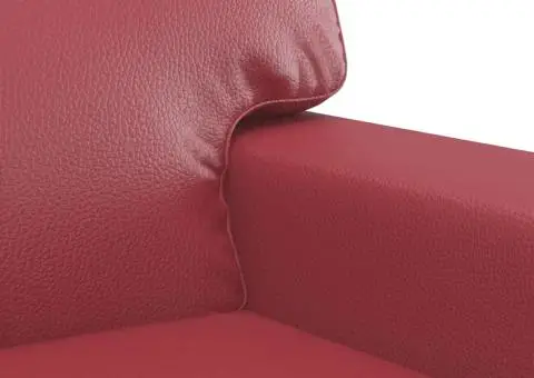 Set de canapele cu perne, 2 piese, roșu vin, piele ecologică - 5/5