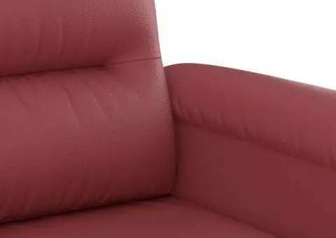 Set de canapele cu perne, 2 piese, roșu vin, piele ecologică - 5/5