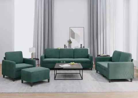 Set de canapele, 4 piese, verde închis, catifea - 1/5