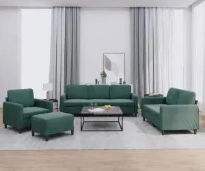 vidaXL Set de canapele, 4 piese, verde închis, catifea