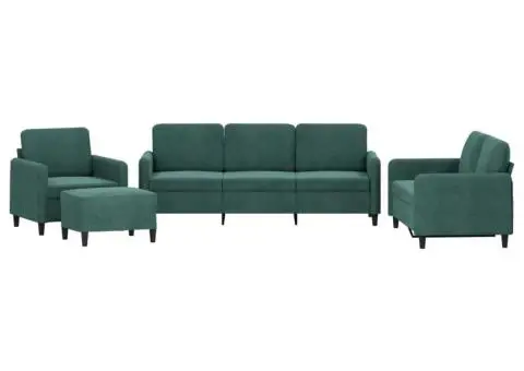 Set de canapele, 4 piese, verde închis, catifea - 2/5