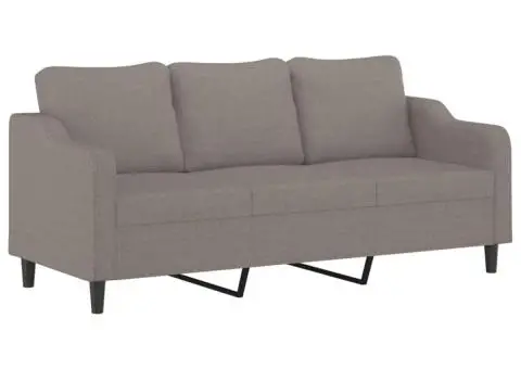 Set de canapele cu perne, 3 piese, gri taupe, textil - 5/5