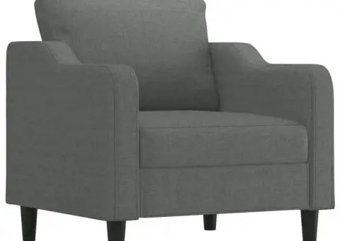 Set de canapele cu perne, 3 piese, gri închis, textil - 3/5