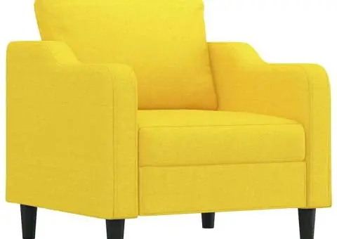 Set de canapele cu perne, 3 piese, galben deschis, textil - 3/5