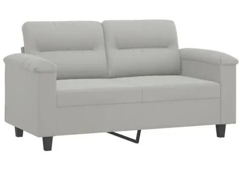 Set de canapele cu perne, 3 piese, gri deschis, microfibră - 3/5