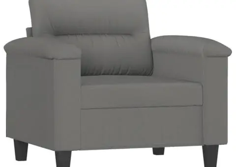 Set de canapele cu perne, 4 piese, gri închis, microfibră - 3/5