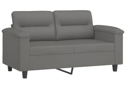 Set de canapele cu perne, 4 piese, gri închis, microfibră - 4/5