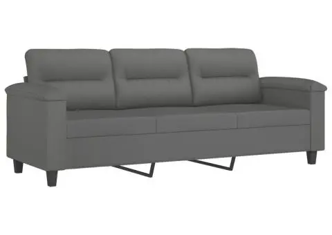 Set de canapele cu perne, 4 piese, gri închis, microfibră - 5/5