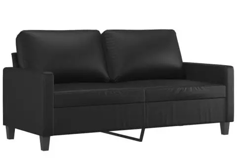 Set de canapele cu perne, 2 piese, negru, piele ecologică - 4/5