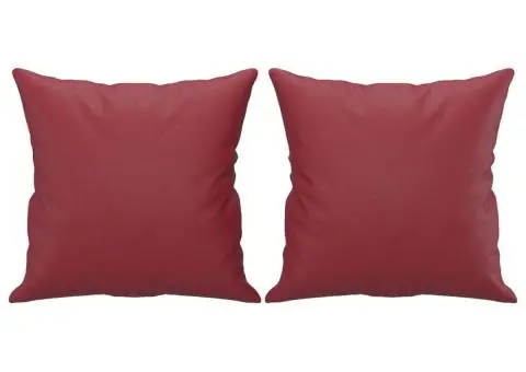Set de canapele cu perne, 2 piese, roșu vin, piele ecologică - 5/5