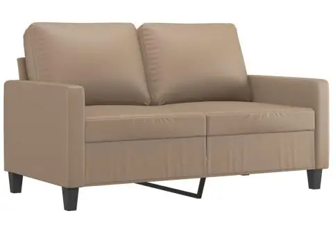 Set de canapele cu perne, 2 piese, cappuccino, piele ecologică - 3/5