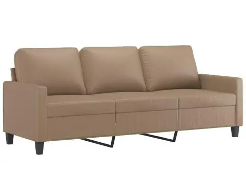 Set de canapele cu perne, 2 piese, cappuccino, piele ecologică - 4/5