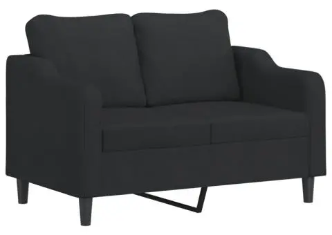 Set de canapele cu perne, 4 piese, negru, material textil - 4/5