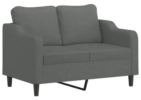 Set de canapele cu perne, 2 piese, gri închis, textil - 3/5