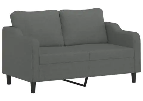 Set de canapele cu perne, 2 piese, gri închis, textil - 4/5