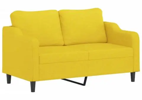 Set de canapele cu perne, 3 piese, galben deschis, textil - 4/5