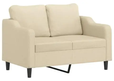 Set de canapele cu perne, 2 piese, crem, material textil - 3/5