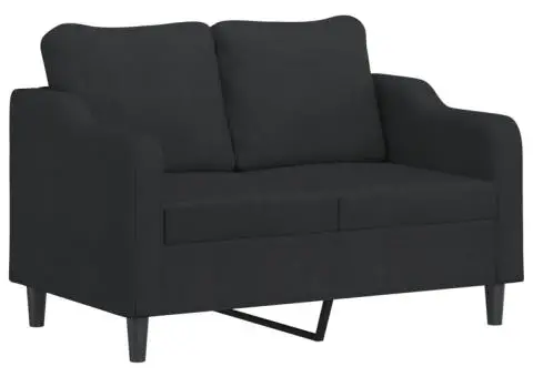 Set de canapele cu perne, 2 piese, negru, material textil - 3/5