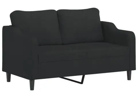 Set de canapele cu perne, 2 piese, negru, material textil - 4/5