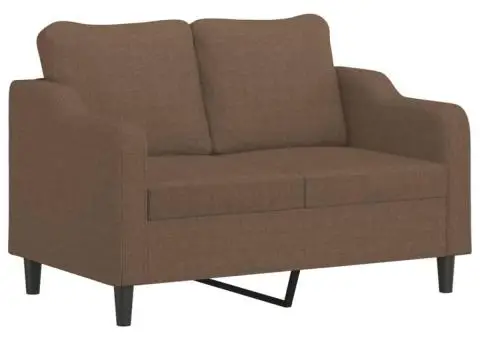 Set de canapele cu perne, 3 piese, maro, textil - 3/5