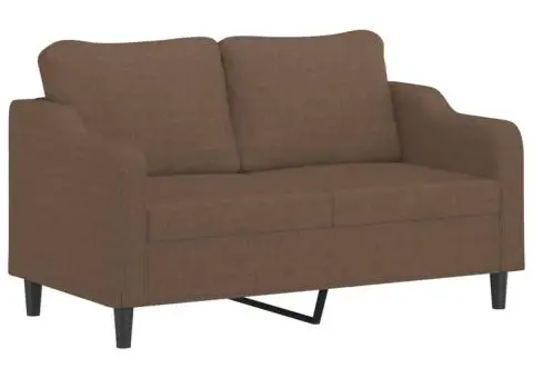 Set de canapele cu perne, 3 piese, maro, textil - 4/5