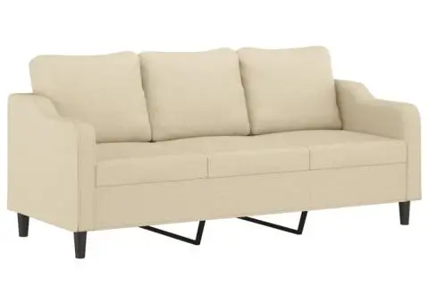 Set de canapele cu perne, 2 piese, crem, textil - 4/5