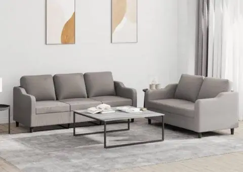 Set de canapea cu perne, 2 piese, gri taupe, material textil - 1/5