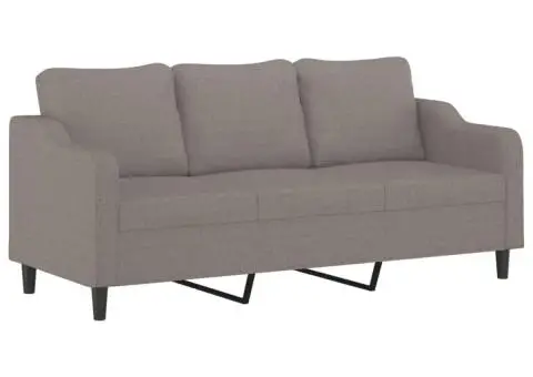 Set de canapea cu perne, 2 piese, gri taupe, material textil - 4/5