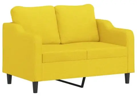 Set de canapele cu perne, 2 piese, galben deschis, textil - 3/5