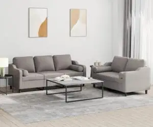 vidaXL Set de canapele cu perne, 2 piese, gri taupe, textil