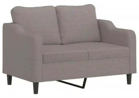 Set de canapele cu perne, 2 piese, gri taupe, textil - 3/5