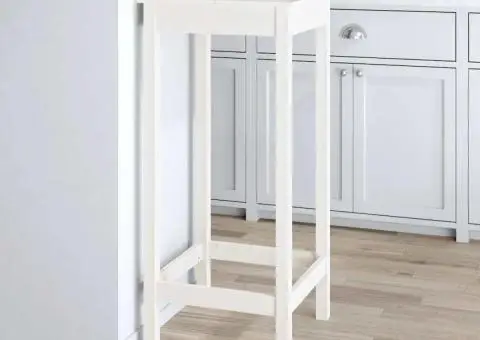 Masă de bar, alb, 50x50x110 cm, lemn masiv de pin - 3/5