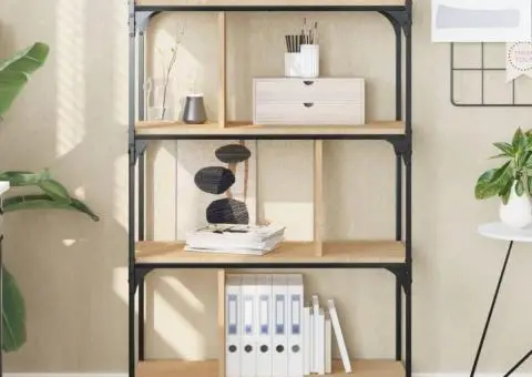 Bibliotecă cu 4 niveluri, stejar sonoma, 76x32x123 cm, lemn - 1/5