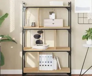 vidaXL Bibliotecă cu 4 niveluri, stejar sonoma, 76x32x123 cm, lemn