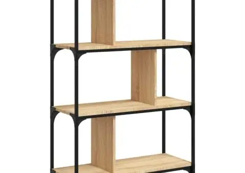 Bibliotecă cu 4 niveluri, stejar sonoma, 76x32x123 cm, lemn - 2/5