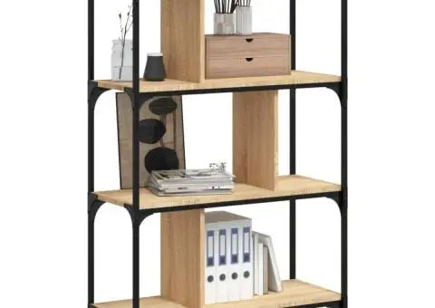 Bibliotecă cu 4 niveluri, stejar sonoma, 76x32x123 cm, lemn - 3/5