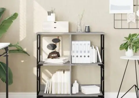 Raft de cărți, gri sonoma, 78,5x33x82 cm, lemn prelucrat - 1/5