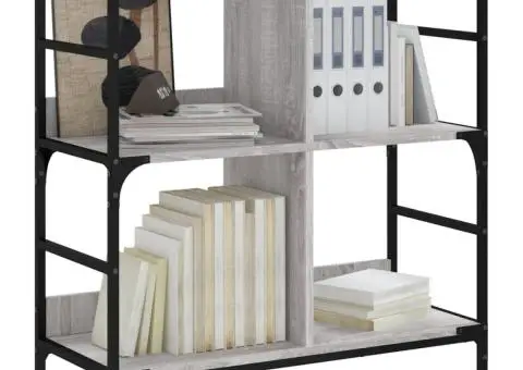 Raft de cărți, gri sonoma, 78,5x33x82 cm, lemn prelucrat - 3/5