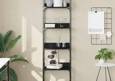 Bibliotecă, negru, 50x33x188,5 cm, lemn prelucrat - 1/5