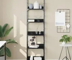 vidaXL Bibliotecă, negru, 50x33x188,5 cm, lemn prelucrat