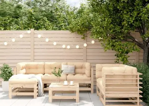 Set mobilier de grădină, 7 piese, lemn masiv de pin - 1/5